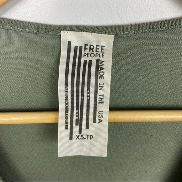 Free People Green Hoffman Slouchy‎ Short Sleeve Tee Size XS T-Shirt Army Green - Picture 4 of 13